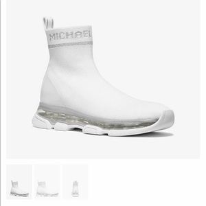 Michael Kors White Stretch-Knit Sock Sneaker
